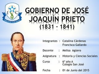 Qué obras se realizaron en el gobierno de José Joaquín Prieto