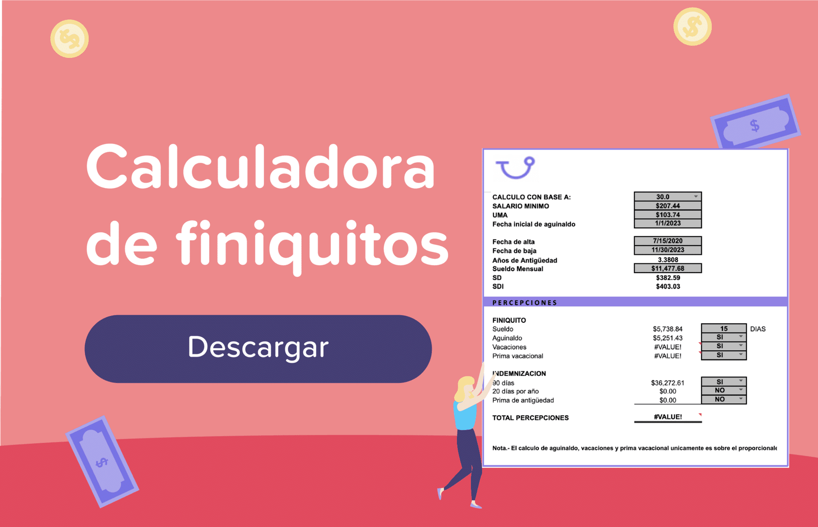 calculadora de descuentos en finiquito laboral